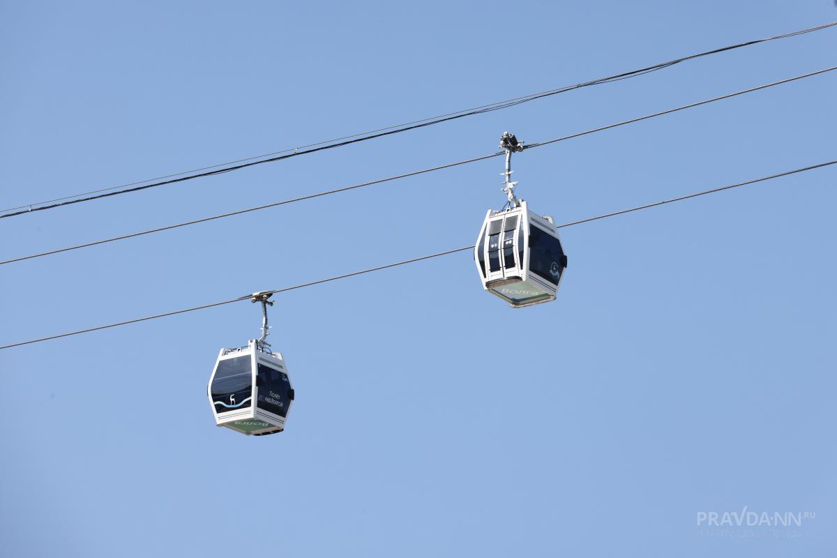Нижегородская канатная дорога не работает из-за ливня