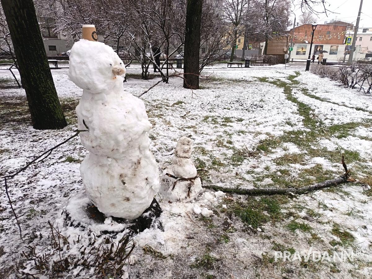 Нижегородцы делятся фотографиями первых в этом году снеговиков
