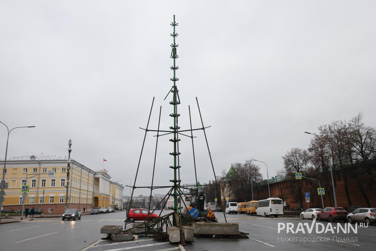 Главную новогоднюю елку устанавливают на площади Минина и Пожарского