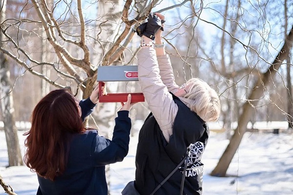 Кормушки для птиц установили в Нижнем Новгороде соцучастковые и горожане