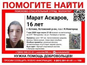 В Нижнем Новгороде без вести пропал подросток