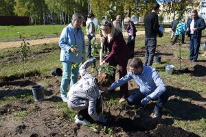 В Дивеевской школе-интернате высадили фруктовый сад в честь 70-летия стройкомплекса России