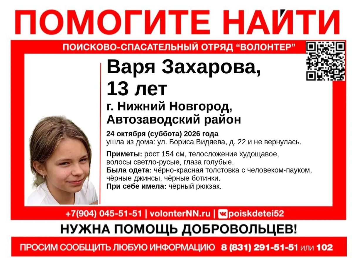 13-летнюю пропавшую девочку уже пятый день ищут в Нижнем Новгороде